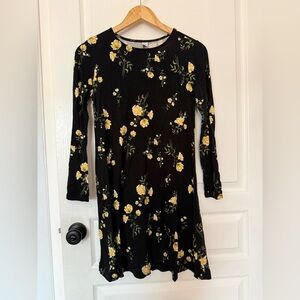 Old Navy Black Dress with Yellow Floral Design